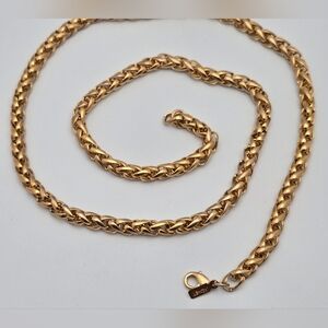 Monet Braided Necklace Wheat Link Chain Gold Tone